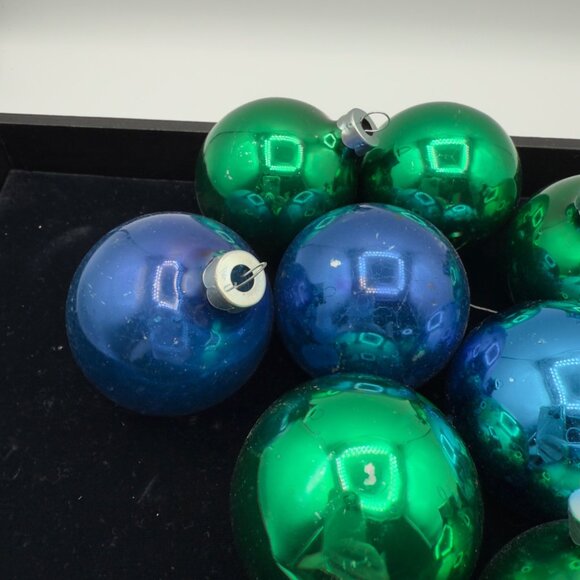 Vintage Mercury Glass Christmas Ornaments Blue Green Rauch Balls - Picture 5 of 9